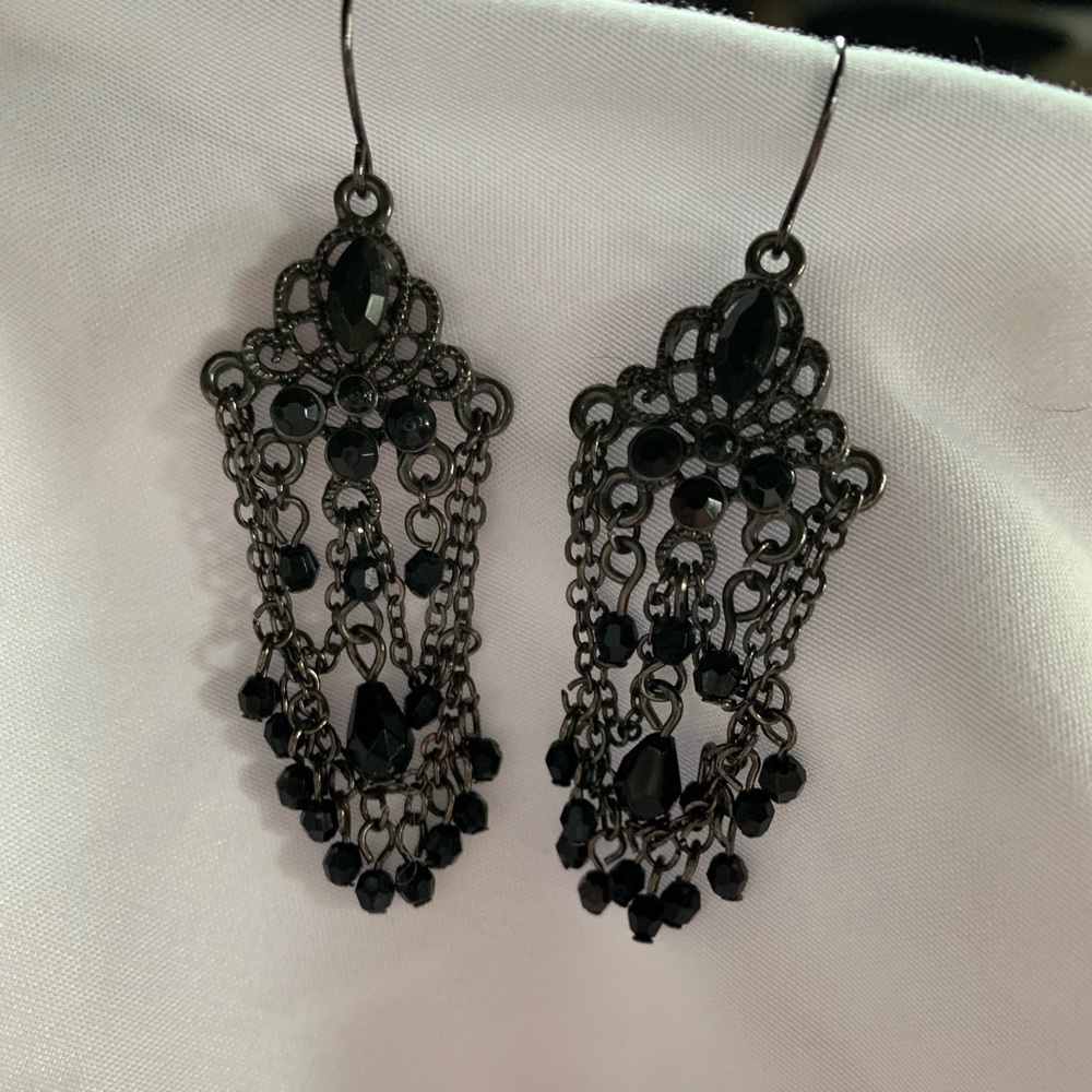 Black dangle earrings